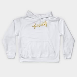 Musical Notes in Gold Kids Hoodie